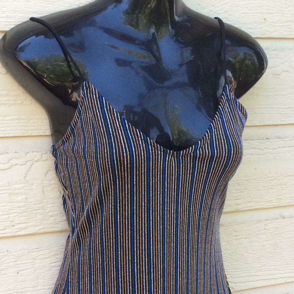 Metallic Vertically Striped MultiColor Body-con - Picture 3 of 14